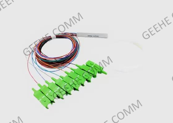 Monomode--Stahlrohr 1x8 SC/APC Mini Fiber Optic PLC-Teiler 0.9mm