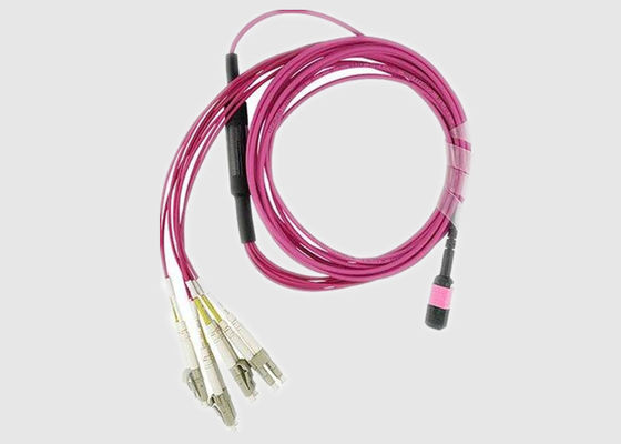 Multi Kerne OM3 2.0mm MPO des Stamm-8 zum LC-Ausbruch-Kabel